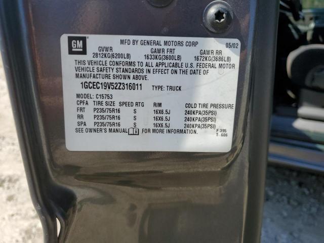 Photo 12 from auction – 2002 CHEVROLET SILVERADO with VIN 1GCEC19V52Z316011