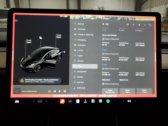 Photo 9 from auction – 2020 TESLA MODEL 3 with VIN 5YJ3E1EB1LF600160