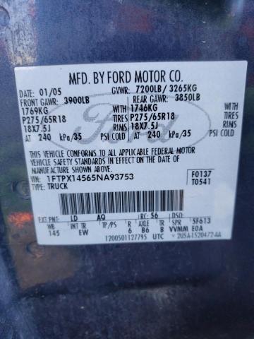 Photo 13 from auction – 2005 FORD F150 with VIN 1FTPX14565NA93753
