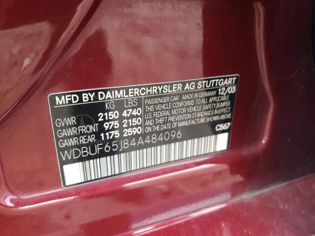 Photo 12 from auction – 2004 MERCEDES-BENZ E 320 with VIN WDBUF65J84A484096