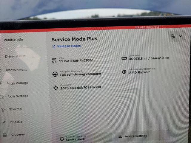 Photo 9 from auction – 2022 TESLA MODEL S with VIN 5YJSA1E59NF471086