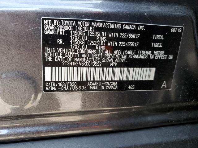 Photo 13 from auction – 2019 TOYOTA RAV4 LE with VIN 2T3H1RFV5KC013592