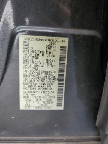 Photo 12 from auction – 2005 NISSAN PATHFINDER with VIN 5N1AR18W75C787524