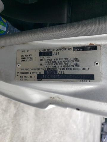 Photo 12 from auction – 1987 TOYOTA PICKUP XTR with VIN JT4RN70D2H0040709