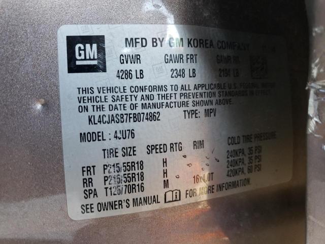 Photo 13 from auction – 2015 BUICK ENCORE with VIN KL4CJASB7FB074862