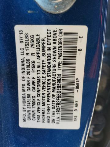 Photo 12 from auction – 2013 HONDA CIVIC LX with VIN 19XFB2F55DE059934