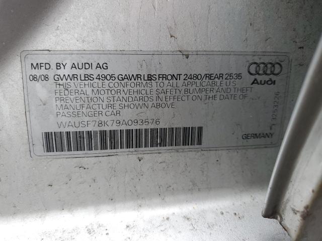 Photo 12 from auction – 2009 AUDI A4 PREMIUM with VIN WAUSF78K79A093576