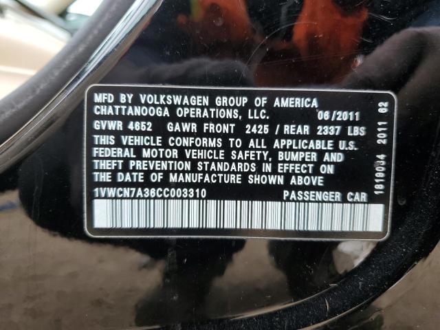 Photo 12 from auction – 2012 VOLKSWAGEN PASSAT SEL with VIN 1VWCN7A36CC003310