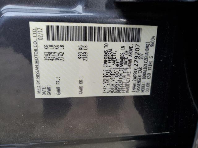 Photo 12 from auction – 2012 NISSAN ALTIMA BAS with VIN 1N4AL2AP9CC229207