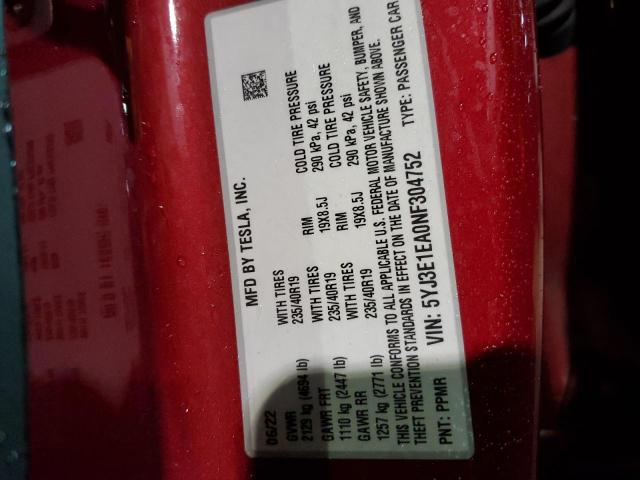 Photo 12 from auction – 2022 TESLA MODEL 3 with VIN 5YJ3E1EA0NF304752