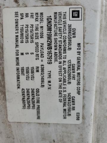 Photo 13 from auction – 1998 CHEVROLET ASTRO with VIN 1GNDM19W2WB167919