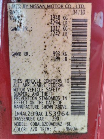 Photo 12 from auction – 2010 NISSAN ALTIMA S with VIN 1N4AL2EP9AC153964