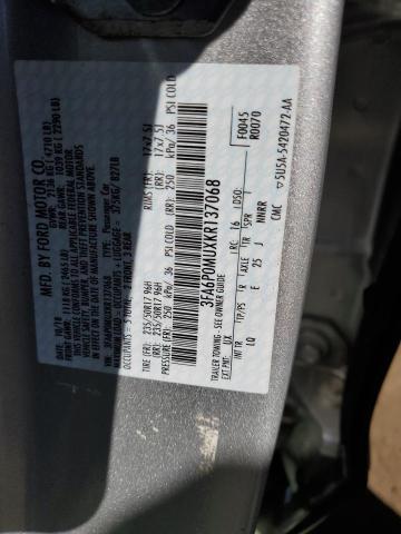 Photo 12 from auction – 2019 FORD FUSION SEL with VIN 3FA6P0MUXKR137068