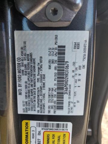 Photo 12 from auction – 2017 FORD FUSION SE with VIN 3FA6P0HD2HR310679