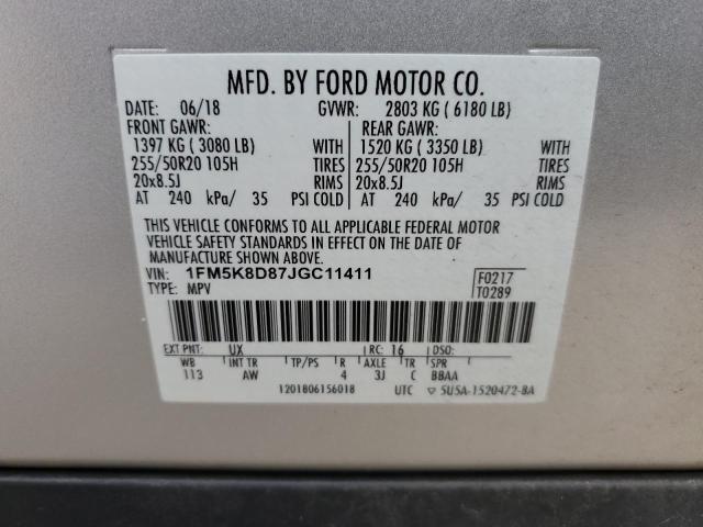 Photo 12 from auction – 2018 FORD EXPLORER X with VIN 1FM5K8D87JGC11411