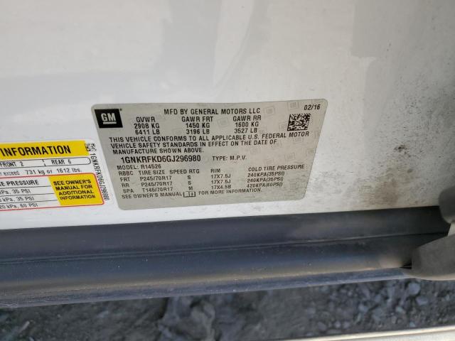 Photo 12 from auction – 2016 CHEVROLET TRAVERSE L with VIN 1GNKRFKD6GJ296980
