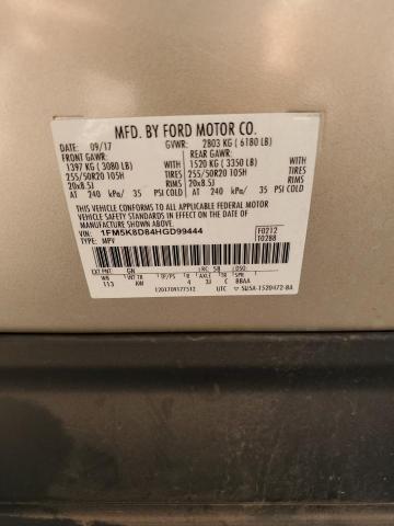 Photo 14 from auction – 2017 FORD EXPLORER X with VIN 1FM5K8D84HGD99444