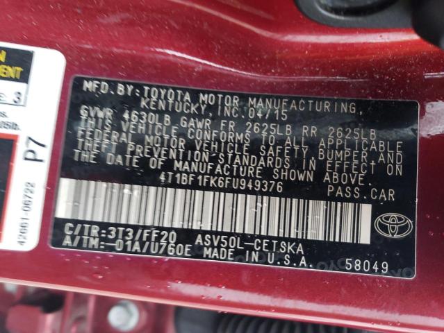Photo 12 from auction – 2015 TOYOTA CAMRY with VIN 4T1BF1FK6FU949376