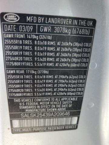 Photo 14 from auction – 2009 LAND ROVER RANGE ROVE with VIN SALSK25439A209646
