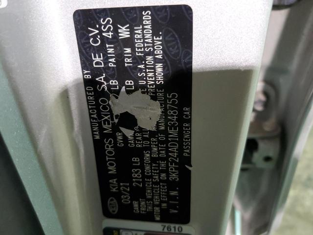 Photo 12 from auction – 2021 KIA FORTE FE with VIN 3KPF24AD1ME348755