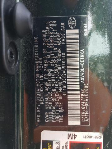 Photo 12 from auction – 2010 TOYOTA CAMRY BASE with VIN 4T1BF3EK2AU570140