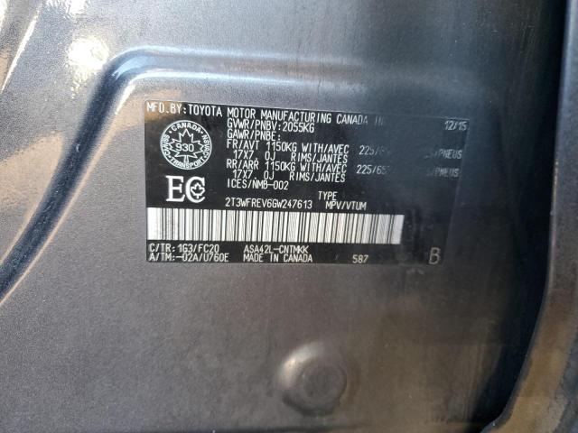 Photo 14 from auction – 2016 TOYOTA RAV4 XLE with VIN 2T3WFREV6GW247613