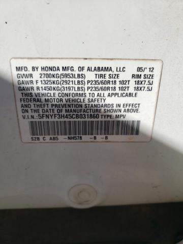 Photo 14 from auction – 2012 HONDA PILOT EX with VIN 5FNYF3H45CB031860