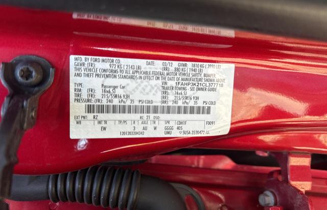 Photo 10 from auction – 2012 FORD FOCUS SE with VIN 1FAHP3K21CL377718