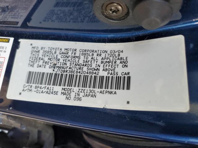 Photo 12 from auction – 2004 TOYOTA COROLLA CE with VIN JTDBR38E842048842