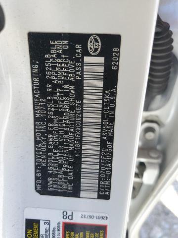 Photo 12 from auction – 2012 TOYOTA CAMRY BASE with VIN 4T1BF1FKXCU624676