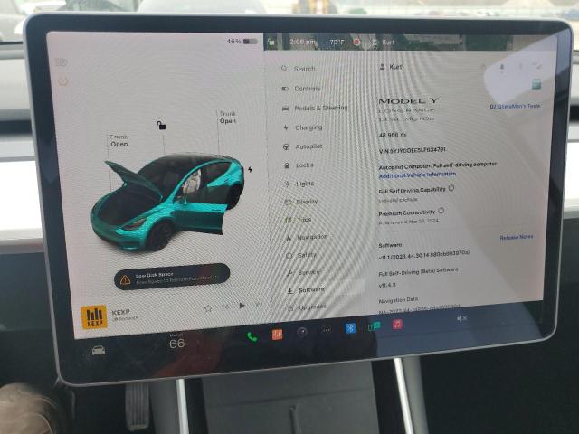 Photo 9 from auction – 2020 TESLA MODEL Y with VIN 5YJYGDEE5LF034791