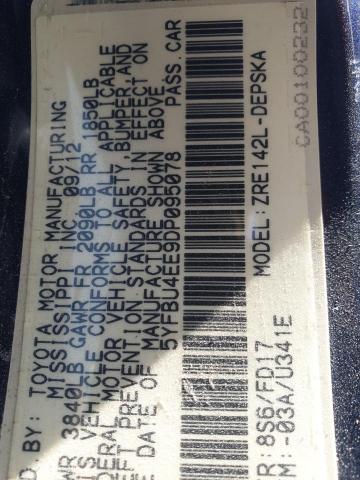 Photo 14 from auction – 2013 TOYOTA COROLLA BA with VIN 5YFBU4EE9DP095078