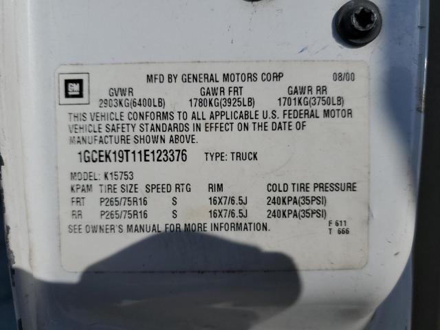 Photo 13 from auction – 2001 CHEVROLET SILVERADO with VIN 1GCEK19T11E123376