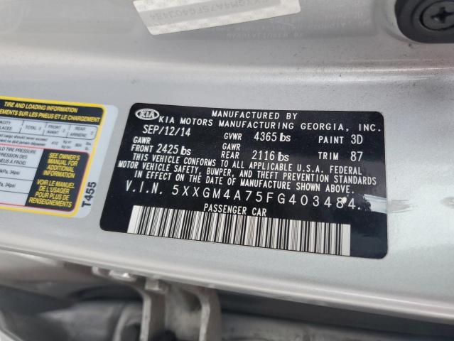 Photo 12 from auction – 2015 KIA OPTIMA LX with VIN 5XXGM4A75FG403484