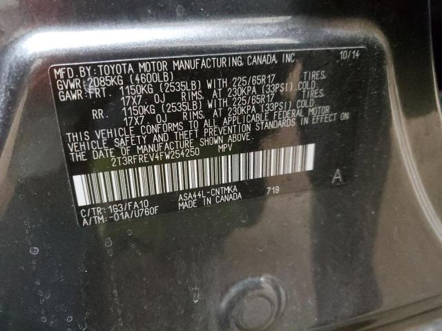 Photo 14 from auction – 2015 TOYOTA RAV4 XLE with VIN 2T3RFREV4FW254250