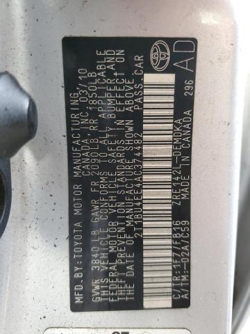 Photo 12 from auction – 2010 TOYOTA COROLLA BA with VIN 2T1BU4EE4AC374482
