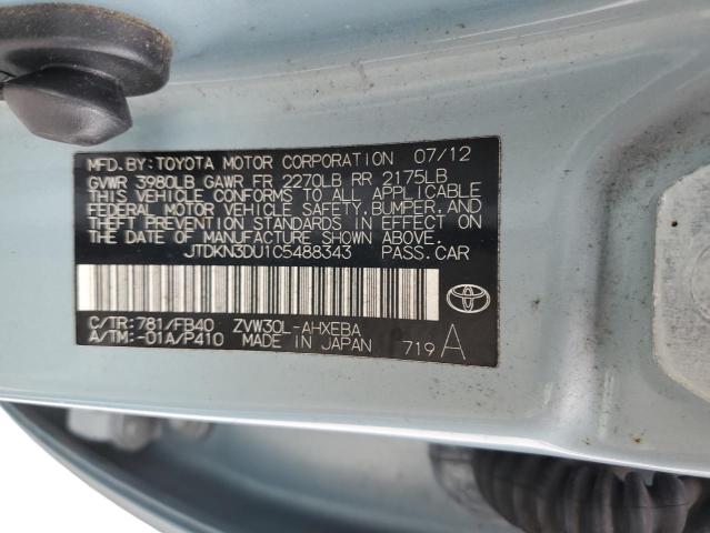 Photo 13 from auction – 2012 TOYOTA PRIUS with VIN JTDKN3DU1C5488343