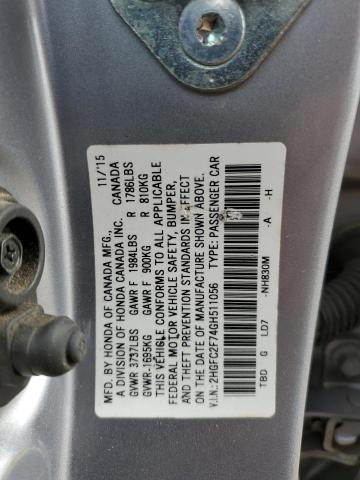 Photo 12 from auction – 2016 HONDA CIVIC EX with VIN 2HGFC2F74GH511056