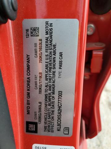 Photo 13 from auction – 2017 CHEVROLET SPARK 1LT with VIN KL8CD6SA2HC777003