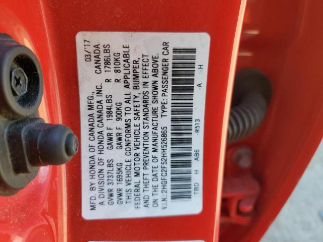 Photo 12 from auction – 2017 HONDA CIVIC LX with VIN 2HGFC2F52HH526865