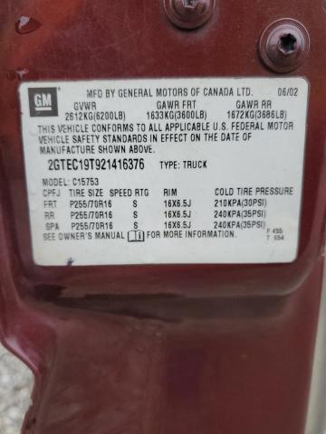 Photo 12 from auction – 2002 GMC NEW SIERRA with VIN 2GTEC19T921416376