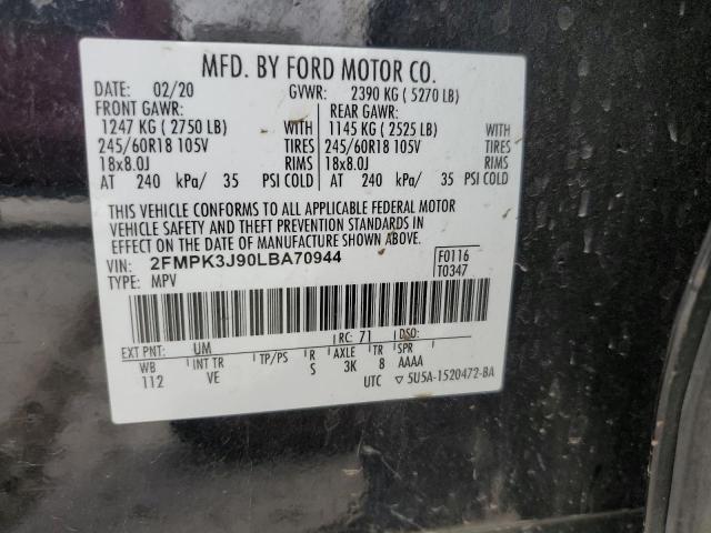 Photo 13 from auction – 2020 FORD EDGE SEL with VIN 2FMPK3J90LBA70944