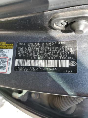 Photo 13 from auction – 2007 TOYOTA CAMRY CE with VIN 4T1BE46K97U160886