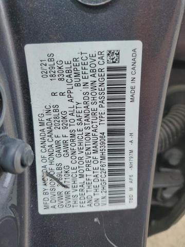 Photo 12 from auction – 2021 HONDA CIVIC with VIN 2HGFC2F67MH539064