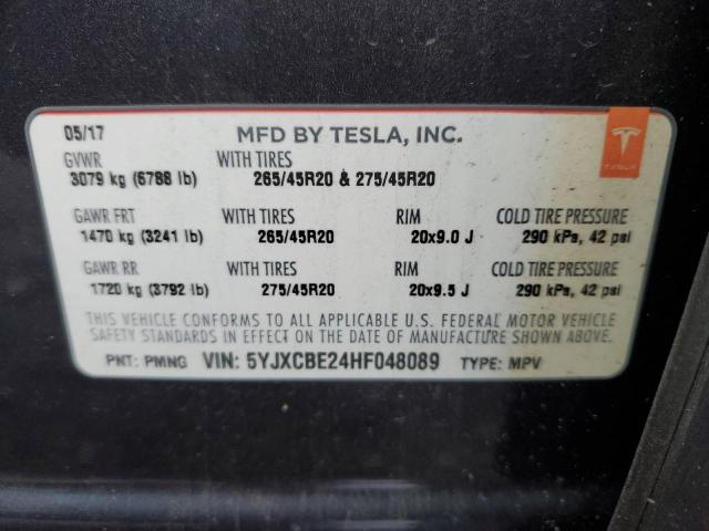Photo 14 from auction – 2017 TESLA MODEL X with VIN 5YJXCBE24HF048089