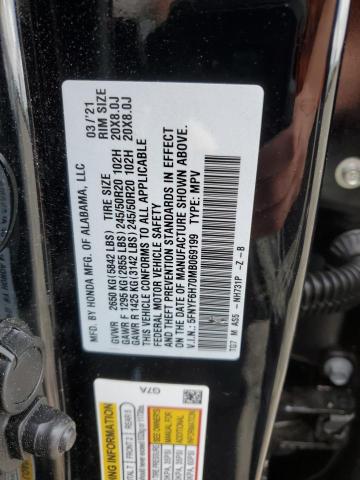 Photo 14 from auction – 2021 HONDA PILOT BLAC with VIN 5FNYF6H70MB069199