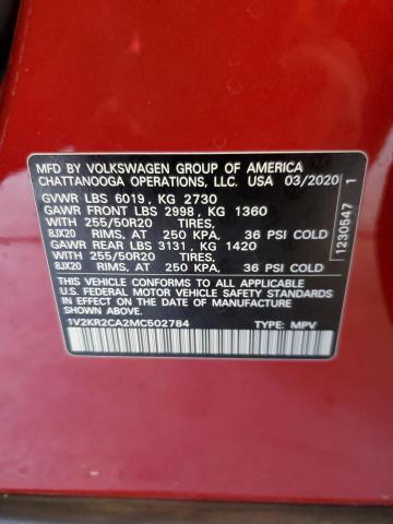 Photo 14 from auction – 2021 VOLKSWAGEN ATLAS SE with VIN 1V2KR2CA2MC502784