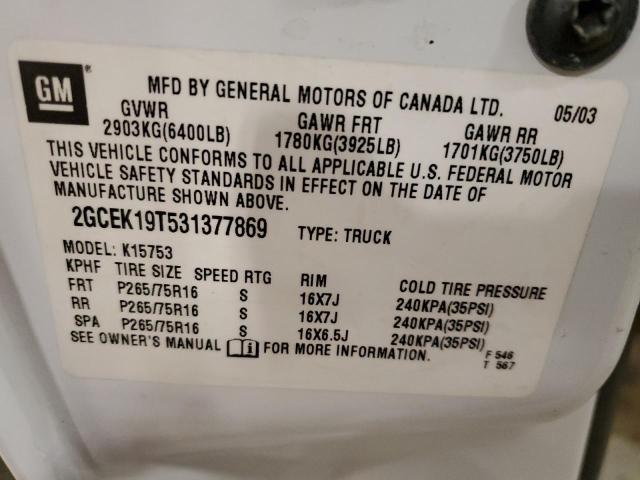 Photo 12 from auction – 2003 CHEVROLET 1500 with VIN 2GCEK19T531377869