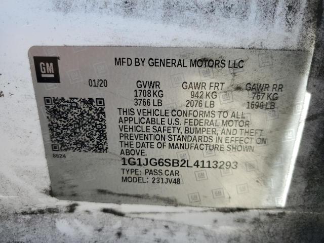 Photo 12 from auction – 2020 CHEVROLET SONIC with VIN 1G1JG6SB2L4113293