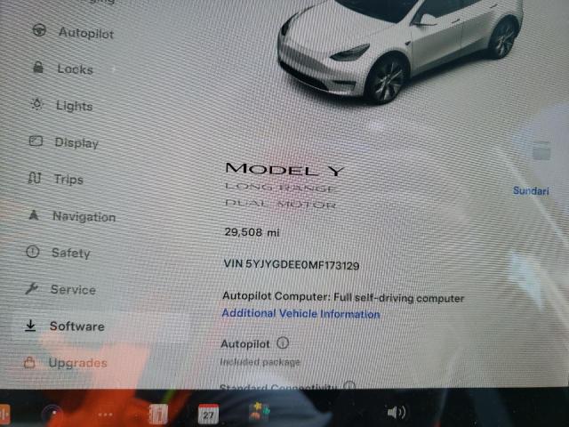 Photo 9 from auction – 2021 TESLA MODEL Y with VIN 5YJYGDEE0MF173129